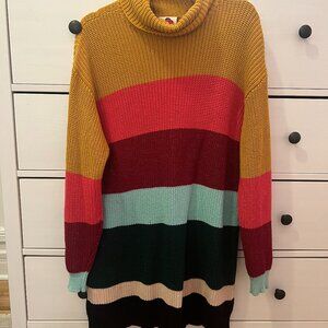 Farm Rio Boldly Striped Sweater Dress